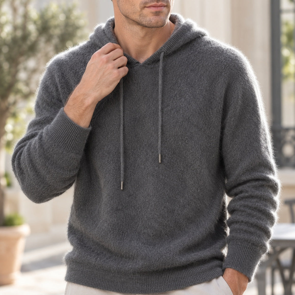 BRUSHED KNIT HOODED JUMPER