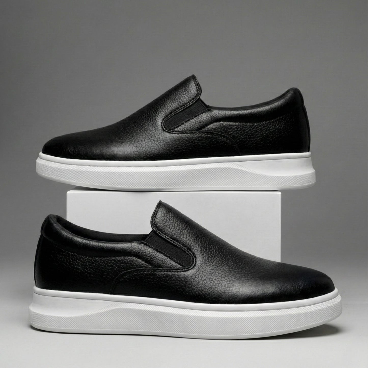 FAIRFORD BLACK GRAIN LEATHER SHOES