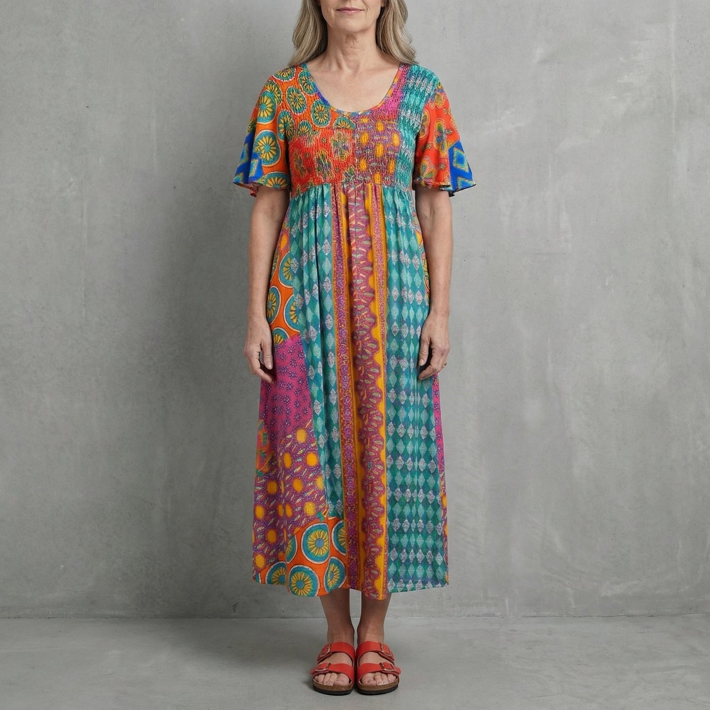 VALEA PATTERN MIDI DRESS