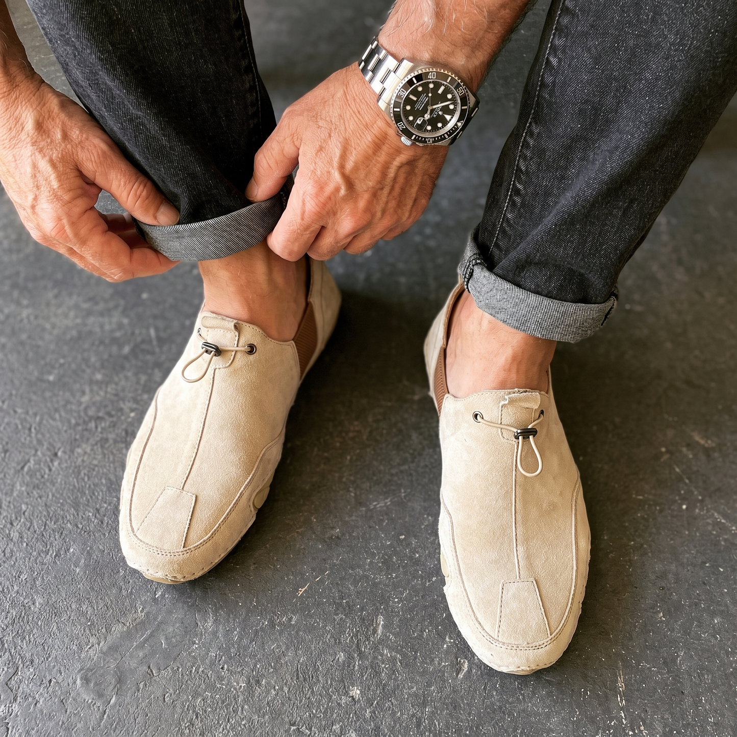 LORENZO GENUINE LEATHER SLIP-ONS