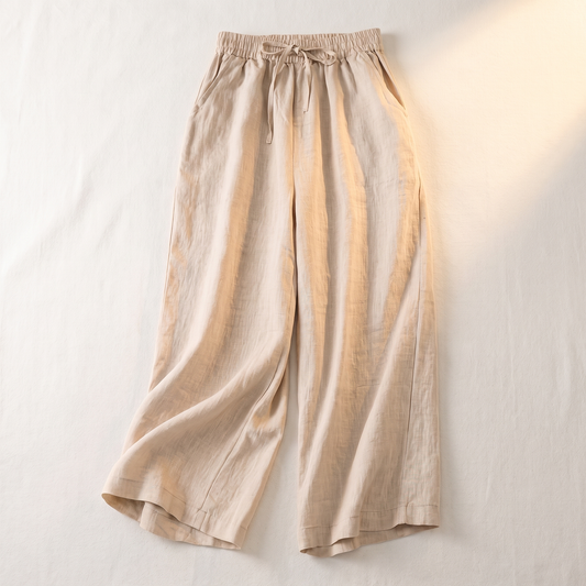 AVELINE DRAWSTRING LINEN TROUSERS