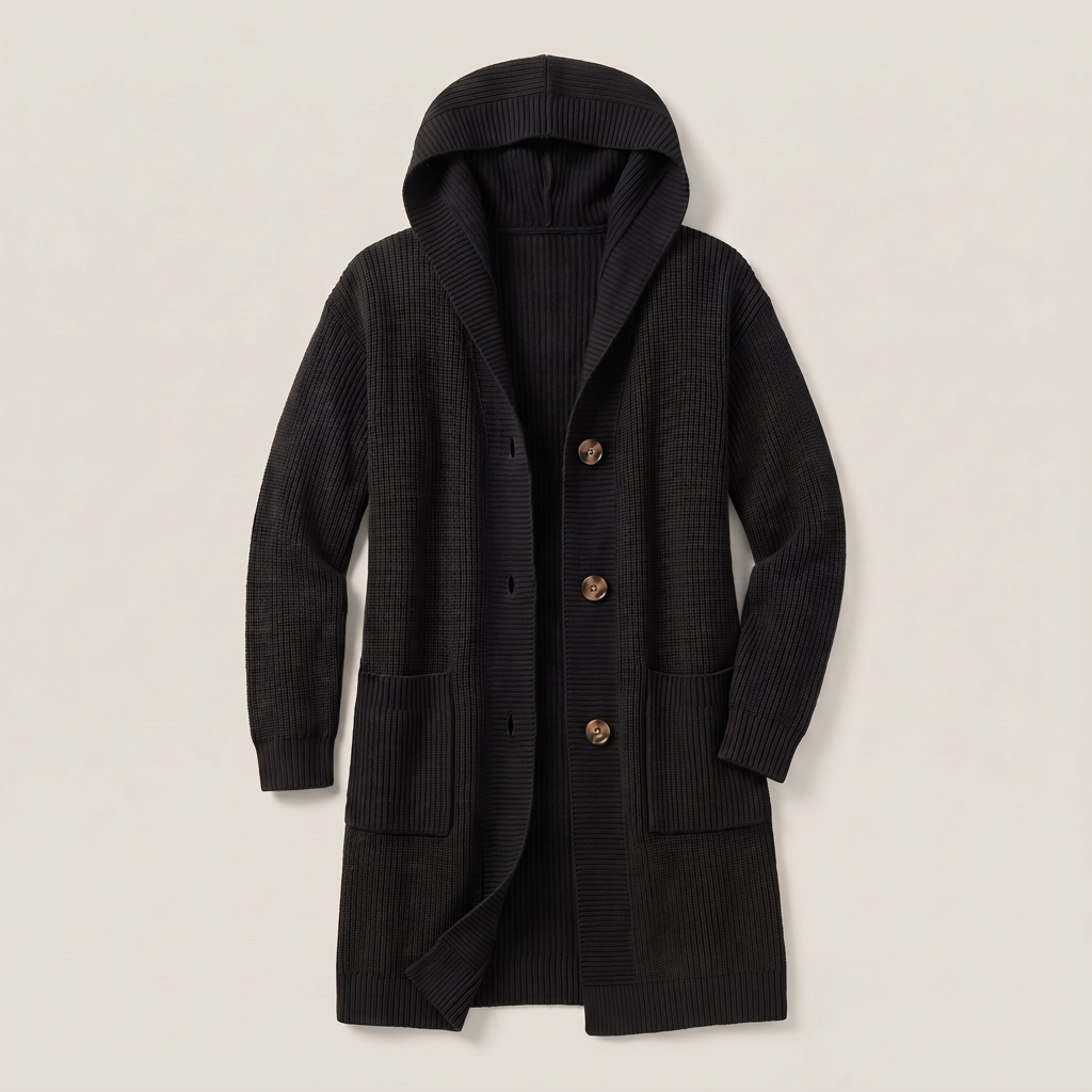 WARM ESSENTIAL HOODED CARDIGAN