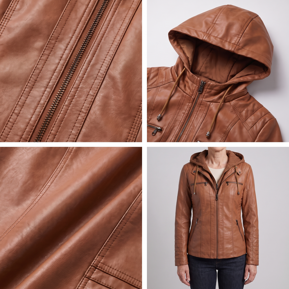 FITTED HOODED LEATHER JACKET