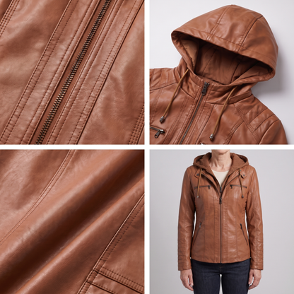 FITTED HOODED LEATHER JACKET