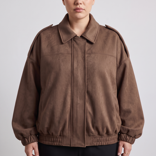 CROPPED SUEDE COLLAR BOMBER