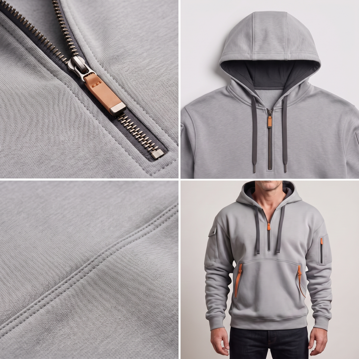 HALF ZIP UTILITY HOODIE