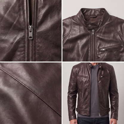 RELAXED LEATHER ZIP JACKET