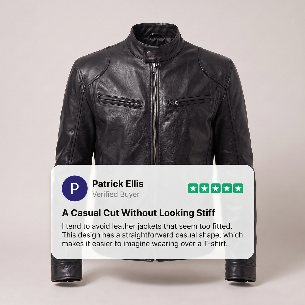 RELAXED LEATHER ZIP JACKET