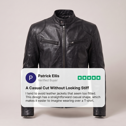 RELAXED LEATHER ZIP JACKET