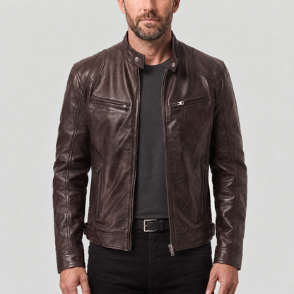 RELAXED LEATHER ZIP JACKET