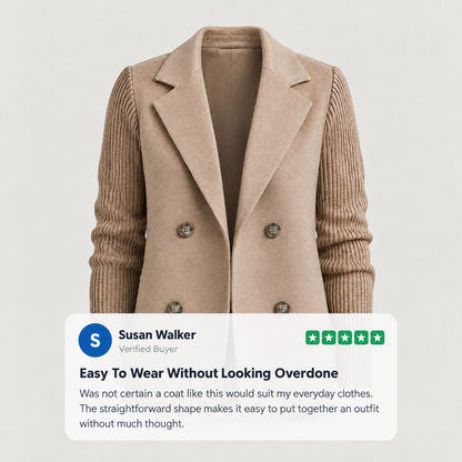 KNIT SLEEVE DOUBLE BREASTED BLAZER
