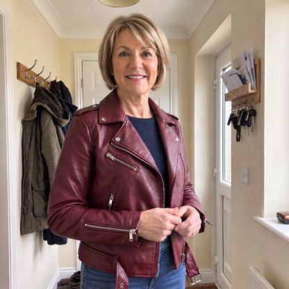 BELTED MOTO LEATHER JACKET