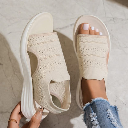 MARLENA BREATHABLE KNIT PLATFORM SANDALS