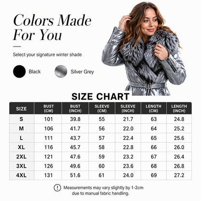 METALLIC FUR COLLAR PUFFER JACKET